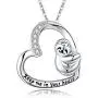 JUSTKIDSTOY Sloth Necklace Sterling Silver “Slow Down Be Happy” Slider Sloths Stuffed Animal Pendant Jewelry Charm Gifts for Women