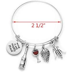 Wine Lover Gifts Flask Bracelet Bangle Wine Is My Happy Place Alcohol Gift for Women Hostess Jewelry