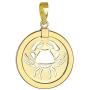 14K Yellow Gold Reversible Round Cancer Crab Zodiac Sign Pendant