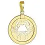 14K Yellow Gold Reversible Round Cancer Crab Zodiac Sign Pendant 14K Yellow Gold Reversible Round Cancer Crab Zodiac Sign Pendant