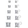 FOCOOG Stud Earrings,5 Pairs Square Clear Cubic Zirconia Earrings Stud Pack