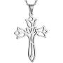 Jude Jewelers Stainless Steel Flower Style Christian Cross Religious Wedding Party Anniversary Pendant Necklace