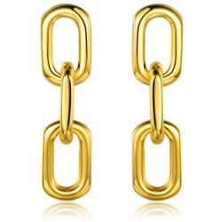 Barzel 18K Gold Plated Symmetrical Chain Link Dangling Earrings