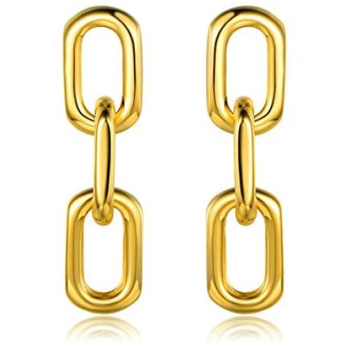Barzel 18K Gold Plated Symmetrical Chain Link Dangling Earrings