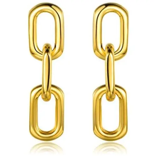 Barzel 18K Gold Plated Symmetrical Chain Link Dangling Earrings