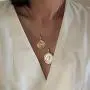 HTSTYLE Gold Coin Necklace Layered Necklace Gold Pendant Double Layered Vintage Necklace Coin Disc Necklace Boho Jewelry for Women HTSTYLE Gold Coin Necklace Layered Necklace Gold Pendant Double Layered Vintage Necklace Coin Disc Necklace Boho Jewelry for Women