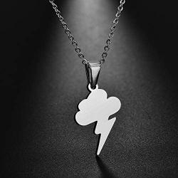 RZCXBS Thunder Necklace Hypoallergenic Surgical Stainless Steel Storm Cloud Lightning Pendant Necklace