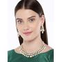 Aheli Wedding Party Indian Faux Kundan with Maroon Beads Necklace Earrings Set Ethnic Fashion Jewelry for Women