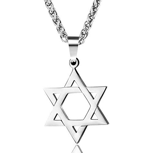 Udalyn Star of David Pendant Necklace Stainless Steel Jewish Jewelry for Men Women Religious 20''