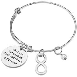 iJuqi Aunt Gift From Niece - Aunt Niece Bracelet, The Love Between An Aunt and Niece Is Forever, Aunt Birthday Gifts, Stainless Steel Aunt Jewelry Gift
