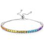 Kate Lynn Valentines Day Gifts for Her ✦Colorful Time✦ 925 Sterling Silver Adjustable Tennis Bracelet with 5A Cubic Zirconia Rainbow Bracelets for Women Jewelry with Gift Box