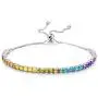 Kate Lynn Valentines Day Gifts for Her ✦Colorful Time✦ 925 Sterling Silver Adjustable Tennis Bracelet with 5A Cubic Zirconia Rainbow Bracelets for Women Jewelry with Gift Box