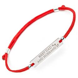 Best Dad and Husband Mens Bracelet - Adjustable 925 Sterling Silver Charm Handmade Wristband - Solomiya Jewelry Line