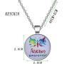 KEYCHIN Autism Gift Autism Awareness Necklace Autism Mom Jewellery Autism Personalized Colorful Butterfly Necklace Autism Teacher Appreciation Gift