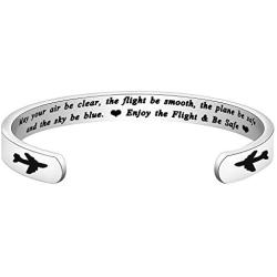 FUSTMW Pilot Gift Flight Attendant Gift Fly Safe Keychain Traveling Gifts May Your Air Be Clear The Flight Be Smooth The Plane Be Safe Airplane Jewelry