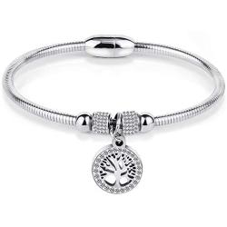 Jude Jewelers Stainless Steel Magnetic Tree of Life Charm Bangle Bracelet Cocktail Party