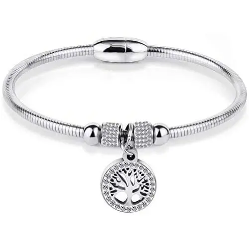 Jude Jewelers Stainless Steel Magnetic Tree of Life Charm Bangle Bracelet Cocktail Party Jude Jewelers Stainless Steel Magnetic Tree of Life Charm Bangle Bracelet Cocktail Party