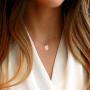MONOOC Birth Flower Necklace, 14K Rose Gold Plated Oval Birth Month Floral Necklace Minimalist Dainty Birthflower Charm Necklace Jewelry Personalized Birthday Bridesmaid Gifts for Her
