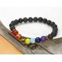 Jstyle 7 Chakra Gemstone Healing Pendant Necklace for Men Women 8mm Lava Rock Natural Stone Chakra Diffuser Bracelets Yoga Beads Bracelet