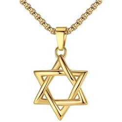 LineAve Stainless Steel Jewish Star of David Pendant Necklace, Unisex, 8h0047