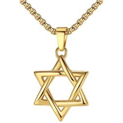 LineAve Stainless Steel Jewish Star of David Pendant Necklace, Unisex, 8h0047