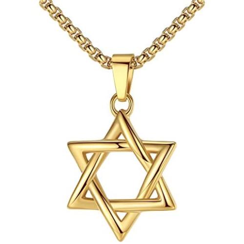 LineAve Stainless Steel Jewish Star of David Pendant Necklace, Unisex, 8h0047