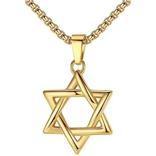 LineAve Stainless Steel Jewish Star of David Pendant Necklace, Unisex, 8h0047