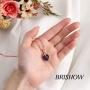 Brishow Fashion Bride Wedding Rose Gold Pendant Necklace Chain Purple Rhinestone Lover Heart Pendant Necklaces Crystal Bridal Chains Jewelry Accessories for Women and Girls