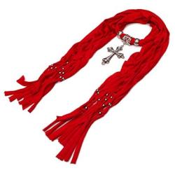 Elegant Cross Charm Pendant Jewelry Necklace Scarf - Diff. Colors Available