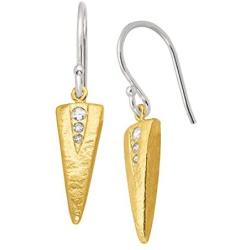 Silpada on Point Triangular Drop Earrings with 5/8 ct Cubic Zirconia in Sterling Silver & Brass