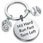 CENWA Baseball Team Gift Baseball Mom Gift Hit Hard Run Fast Turn Left Keychain Baseball Lovers Jewelry Keychain Softball Mom Baseball Game Day Gift for Baseball Team