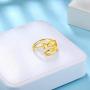 Adjustable Deer Antler Ring Christian Fish Ring 925 Sterling Silver 18K Gold Plated Jesuse Fish Ichthus Ring for Women Girls Amulet Ring Wedding Ring Jewelry Gift