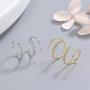 Minimalist Wrap Drop Earrings Shining Single Row Rhinestones Dangle Earrings Short Small Fresh Wave Earrings for Women Girls Jewelry
