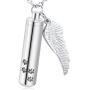 XIUDA Cylinder Cremation Necklace for Dog Ashes Angel Wing Urn Necklace with Pet Paw Print Memorial Ashes Necklace for Dog/Cat with Filling Kit