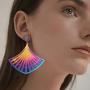 3 Paris Large Statement Lightweight Anodized Rainbow Filigree Drop Dangle Earrings for Women Summer Fashion