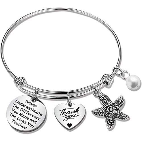 Ribukat Starfish Bracelet Never Underestimate The Difference You Made Thank You Gift for Mentor Teacher Coworker Colleague Appreciation Gift Inspirational Jewelry