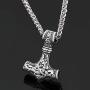 CANNE Thors Hammer Odin Mjolnir Viking Stainless Steel Necklace Pendant Norse Celtic Amulet Jewelry Necklace for Men Women