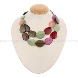 MENTHOME Resin Orange Double Layered Women Fashion Handmade Necklace Jewellery for Women and Girls