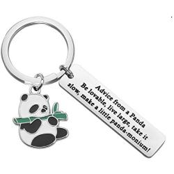 Gzrlyf Panda Keychain Panda Gifts for Panda Lovers Advice from a Panda Take it Slow Make a Little Panda-monium