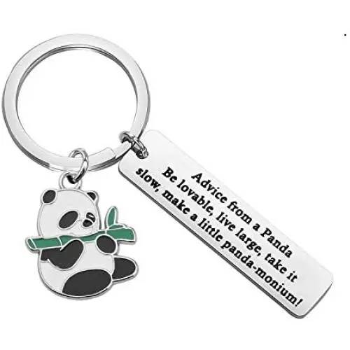 Gzrlyf Panda Keychain Panda Gifts for Panda Lovers Advice from a Panda Take it Slow Make a Little Panda-monium Gzrlyf Panda Keychain Panda Gifts for Panda Lovers Advice from a Panda Take it Slow Make a Little Panda-monium