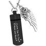 weikuijewelry Blue Ashes Urn Necklace Comes with Angel Wings Aluminum Alloy Cylinder Cremation Ashes Jewelry Memorial Pendant for Pet/Human-I Love You to The Moon and Back