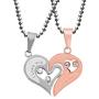Uloveido Stainless Steel Mens Womens Couples Pendant Necklace Love Heart CZ Puzzle Matching Fashion Jewelry Gifts (9 clolors to Choose) SN102