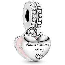 Pandora Jewelry Mother and Daughter Hearts Dangle Cubic Zirconia Charm in Sterling Silver