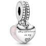 Pandora Jewelry Mother and Daughter Hearts Dangle Cubic Zirconia Charm in Sterling Silver