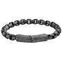 Geoffrey Beene Mens Stainless Steel Box Chain Bracelet with Magnetic Antique Design Clasp