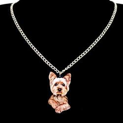 NEWEI Acrylic Sweet Yorkshire Terrier Dog Necklace Chain Pendant Collar Animal Pet Jewelry for Women Gifts Charm