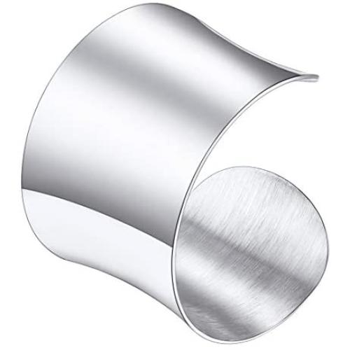 U7 Women Stainless Steel Wide Armband Bangle Statement Party Jewelry 30-60MM Wide Open Cuff Bracelet, Customize Engravable