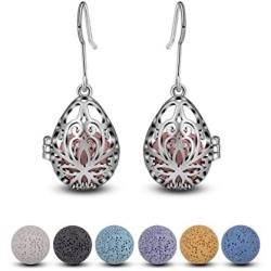 INFUSEU Essential Oil Diffuser Dangling Earrings with 14pcs Lava Rock Stones for Women Aromatherapy Jewelry Unique Gifts