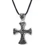 COOLSTEELANDBEYOND New Stainless Steel Gothic Celtic Cross Pendant Necklace with Cz Accent 22.8 Inches Black Silicone Cord COOLSTEELANDBEYOND New Stainless Steel Gothic Celtic Cross Pendant Necklace with Cz Accent 22.8 Inches Black Silicone Cord