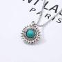 Kakaco Boho Turquoise Layered Necklaces Beaded Leaves Pendant Necklace Silver Chain Jewelry for Women and Girls